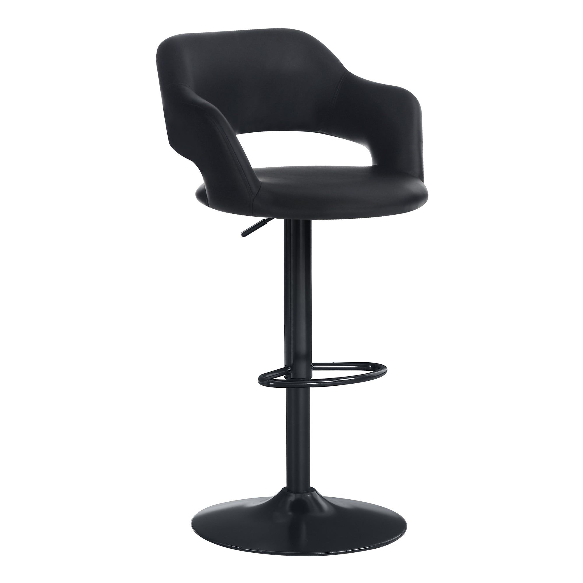 I 2381 Tabouret De Bar, Pivotant, Hauteur Bar, Ajustable, Métal, Pu D'aspect Cuir, Noir, Contemporain, Moderne - Simple Boutique