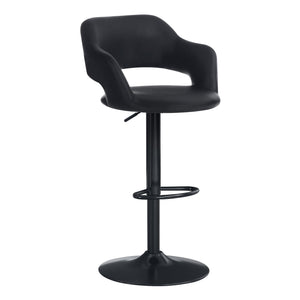 I 2381 Tabouret De Bar, Pivotant, Hauteur Bar, Ajustable, Métal, Pu D'aspect Cuir, Noir, Contemporain, Moderne - Simple Boutique
