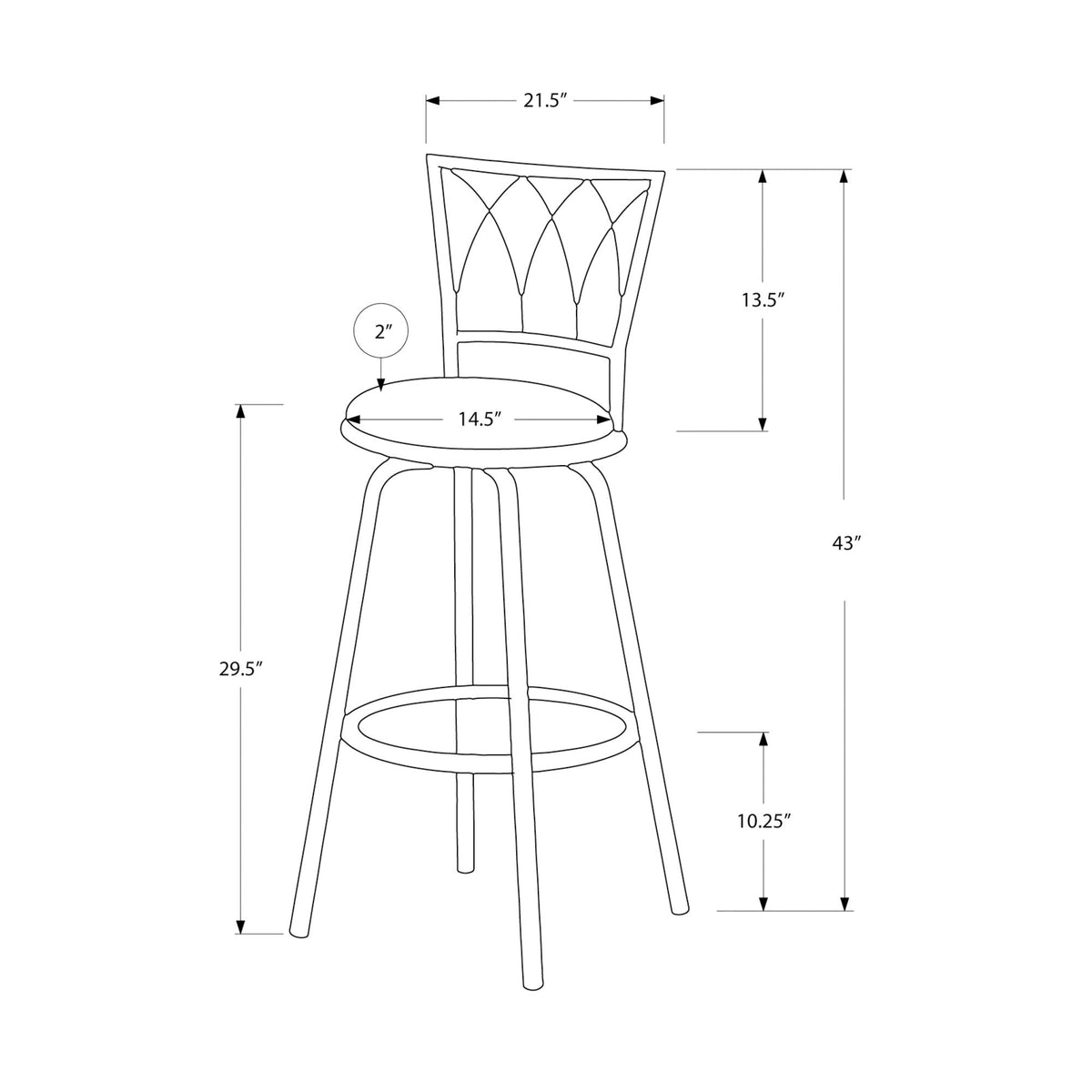 Monarch Specialties I 2393 Tabouret De Bar, Lot De 2, Pivotant, Hauteur Bar, Métal, En Tissu, Brun, Beige, Contemporain, Moderne - Simple Boutique