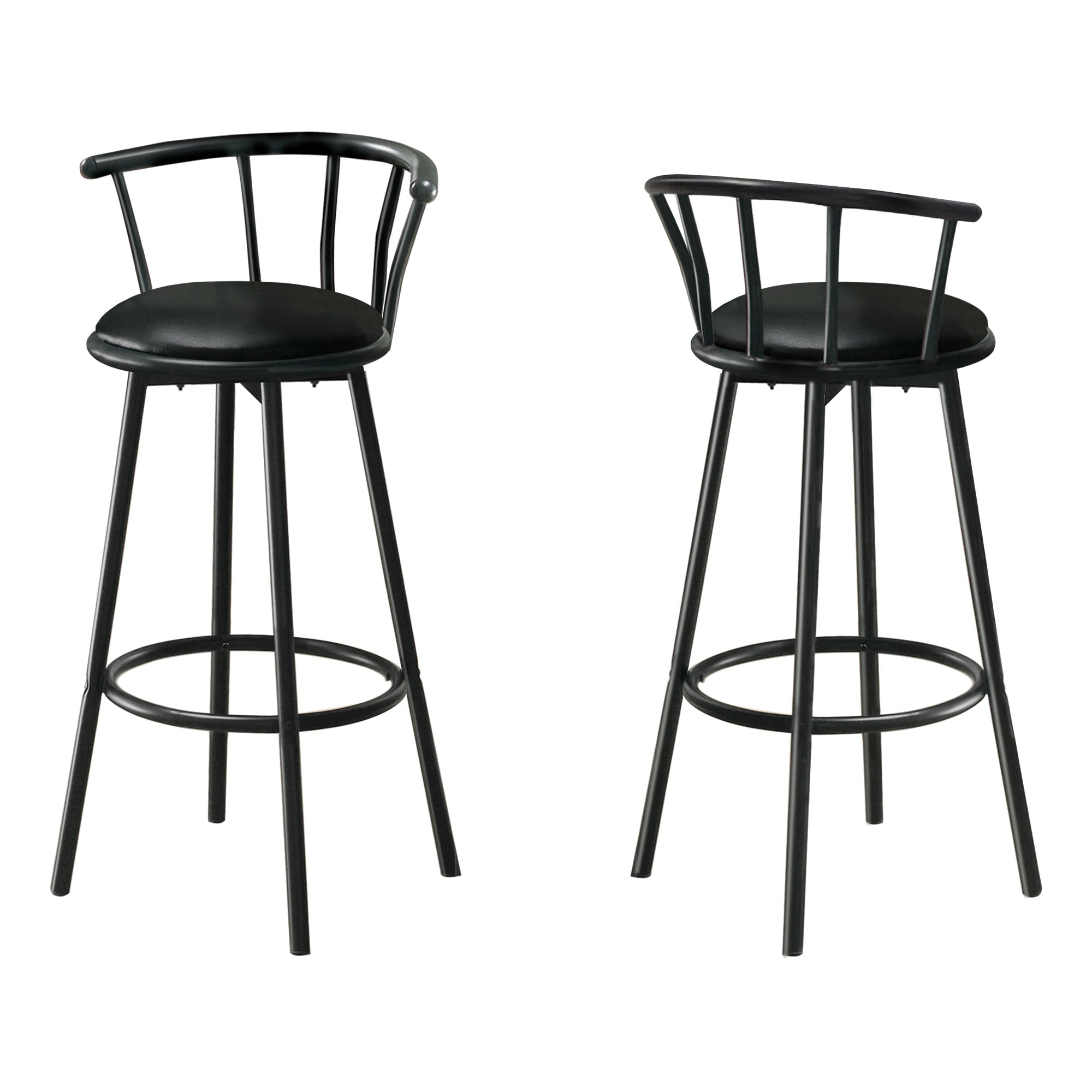 I 2398 Tabouret De Bar, Lot De 2, Pivotant, Hauteur Bar, Bois, Pu D'aspect Cuir, Noir, Contemporain, Moderne - Simple Boutique
