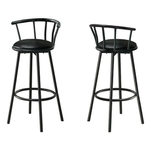 I 2398 Tabouret De Bar, Lot De 2, Pivotant, Hauteur Bar, Bois, Pu D'aspect Cuir, Noir, Contemporain, Moderne - Simple Boutique