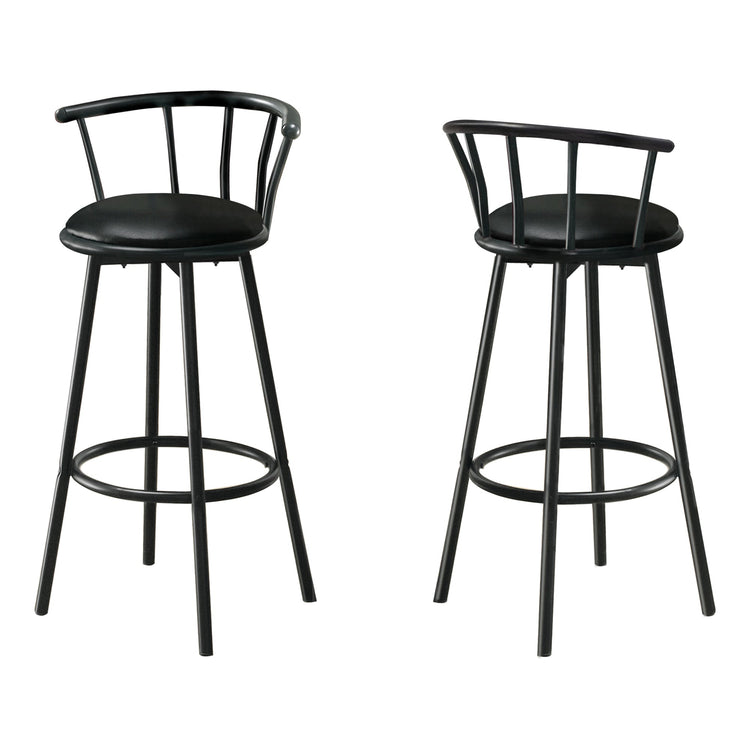 I 2398 Tabouret De Bar, Lot De 2, Pivotant, Hauteur Bar, Bois, Pu D'aspect Cuir, Noir, Contemporain, Moderne - Simple Boutique