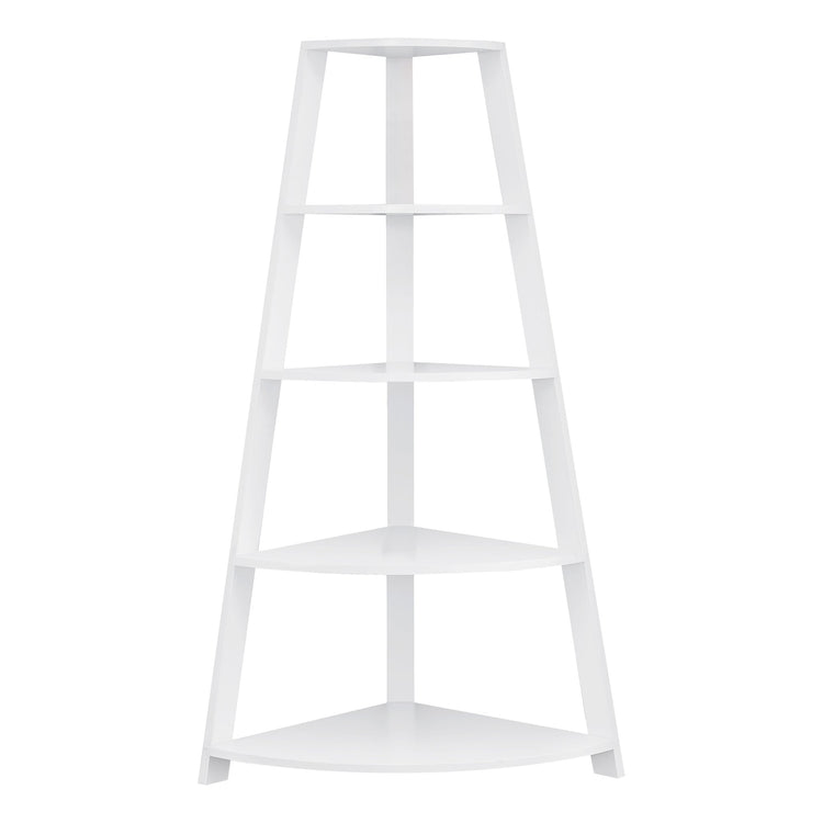 I 2425 Étagère À Livres, Étagère, Étagère, Coin, 4 Niveaux, 60"h, Bureau, Chambre À Coucher, Stratifié, Blanc, Contemporain, Moderne - Simple Boutique