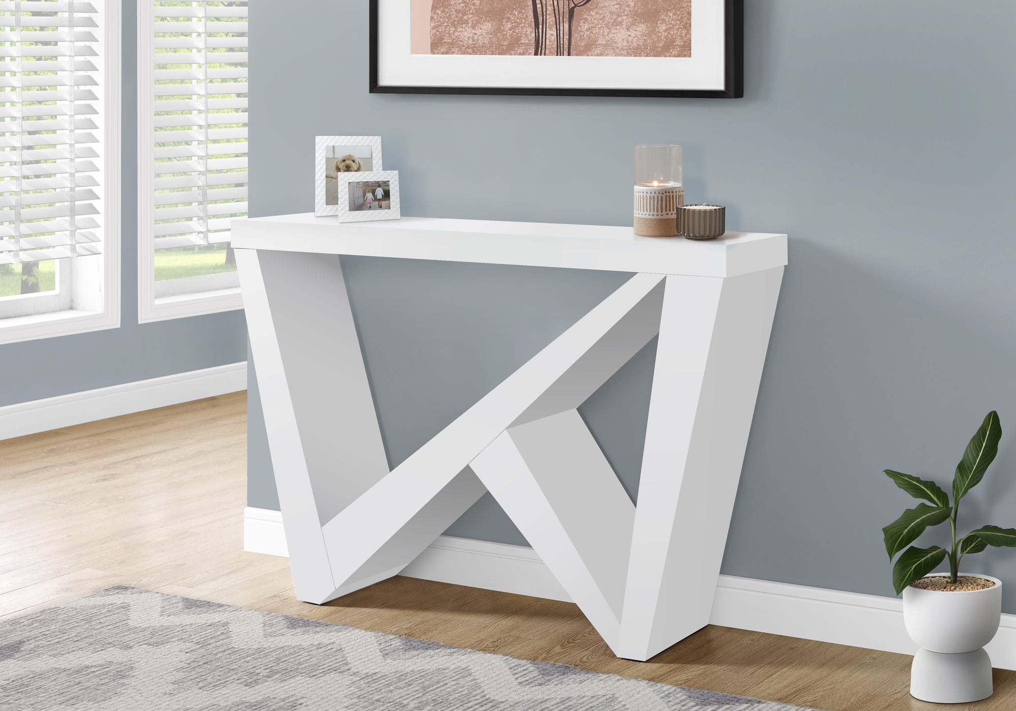 I 2429 Table D'appoint, Console, Entrée, Étroit, Sofa, Salon, Chambre À Coucher, Stratifié, Blanc, Contemporain, Moderne - Simple Boutique