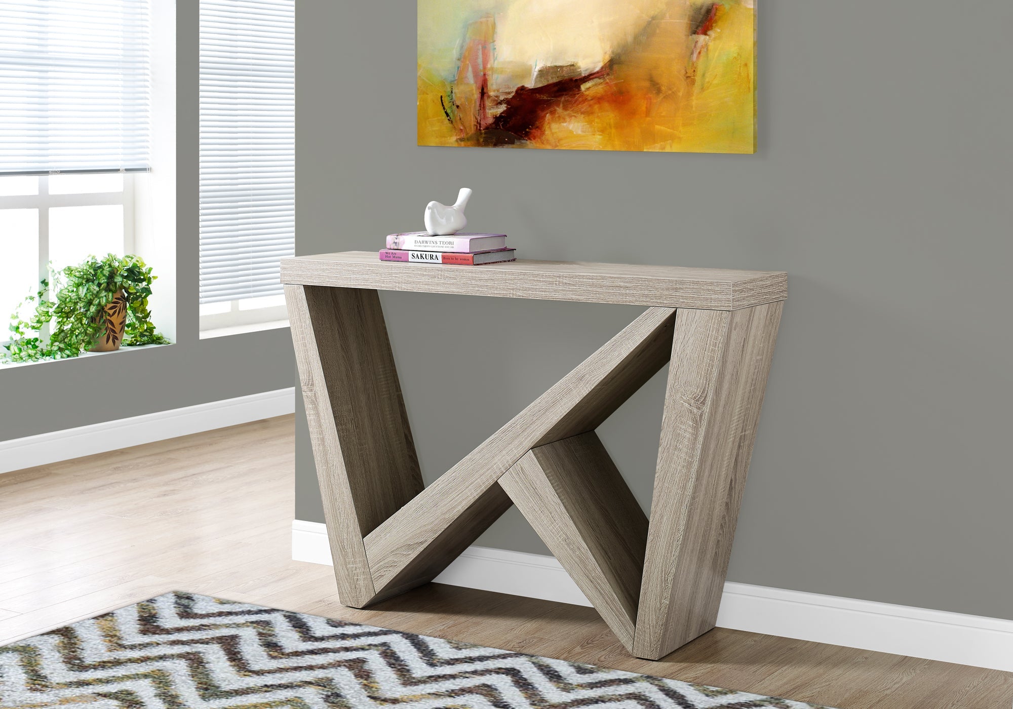 I 2435 Table D'appoint, Console, Entrée, Étroit, Sofa, Salon, Chambre À Coucher, Stratifié, Brun, Contemporain, Moderne - Simple Boutique