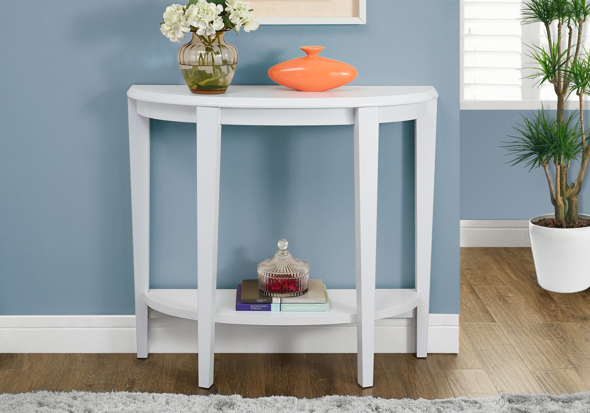 I 2451 Table D'appoint, Console, Entrée, Étroit, Sofa, Salon, Chambre À Coucher, Stratifié, Blanc, Contemporain, Moderne - Simple Boutique