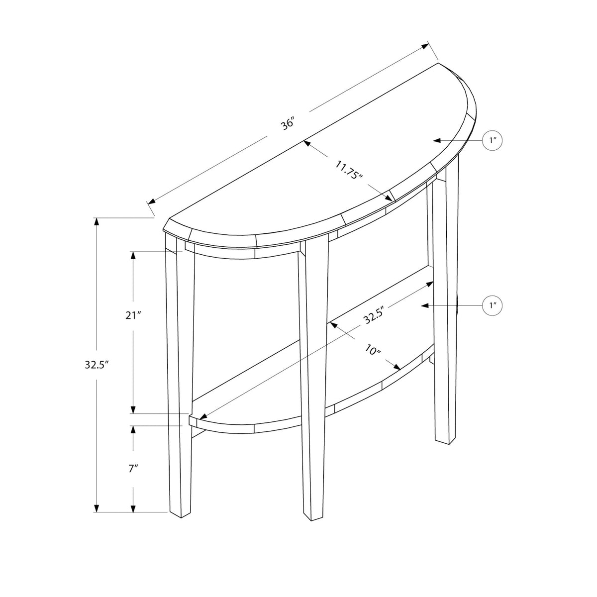 Monarch Specialties I 2452 Table D'appoint, Console, Entrée, Étroit, Sofa, Salon, Chambre À Coucher, Stratifié, Brun, Contemporain, Moderne - Simple Boutique