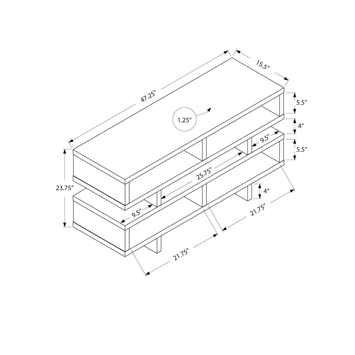 Monarch Specialties I 2461 Meuble Tv 48"L Blanc - Simple Boutique