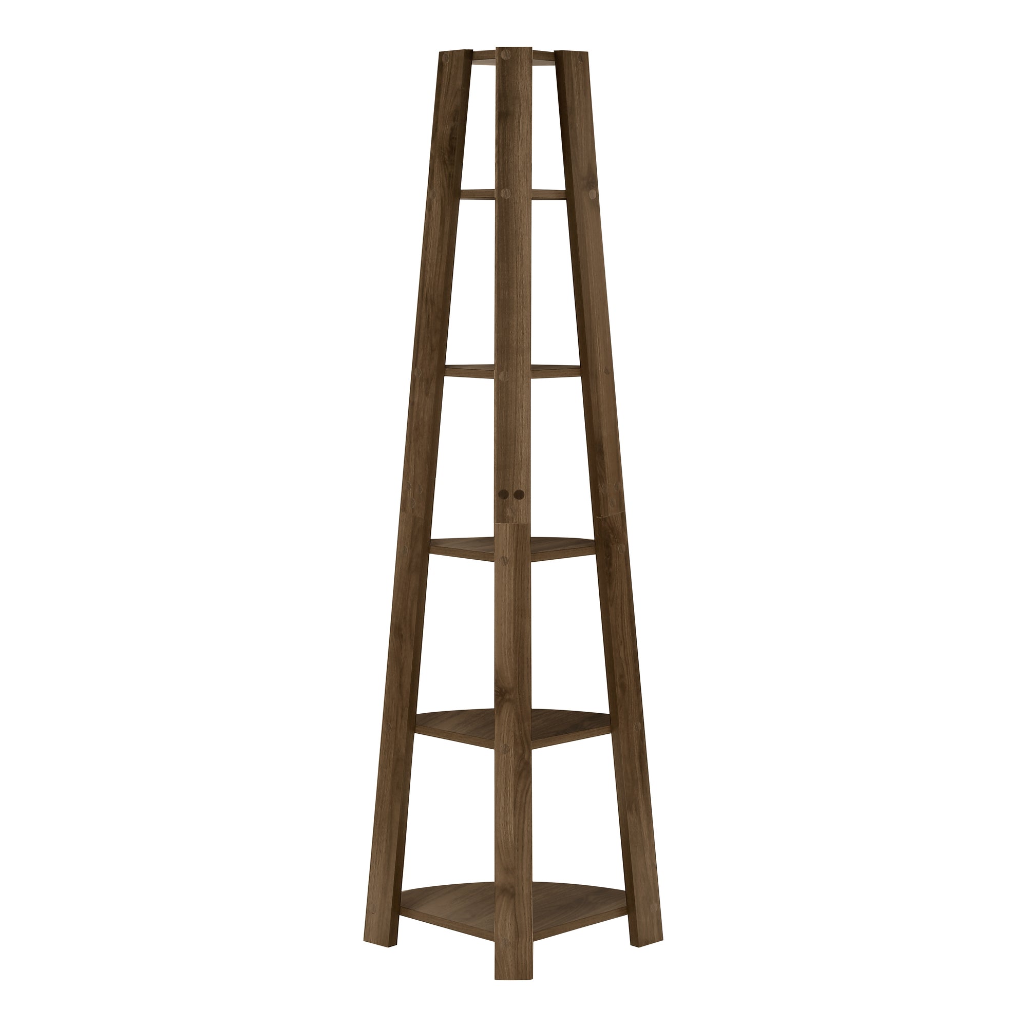 I 2464 Étagère À Livres, Étagère, Étagère, Coin, 5 Niveaux, 72"h, Bureau, Chambre À Coucher, Stratifié, Noyer, Contemporain, Moderne - Simple Boutique