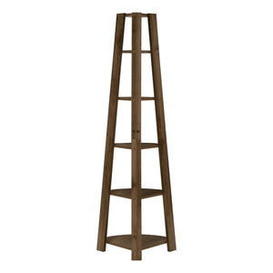 I 2464 Étagère À Livres, Étagère, Étagère, Coin, 5 Niveaux, 72"h, Bureau, Chambre À Coucher, Stratifié, Noyer, Contemporain, Moderne - Simple Boutique