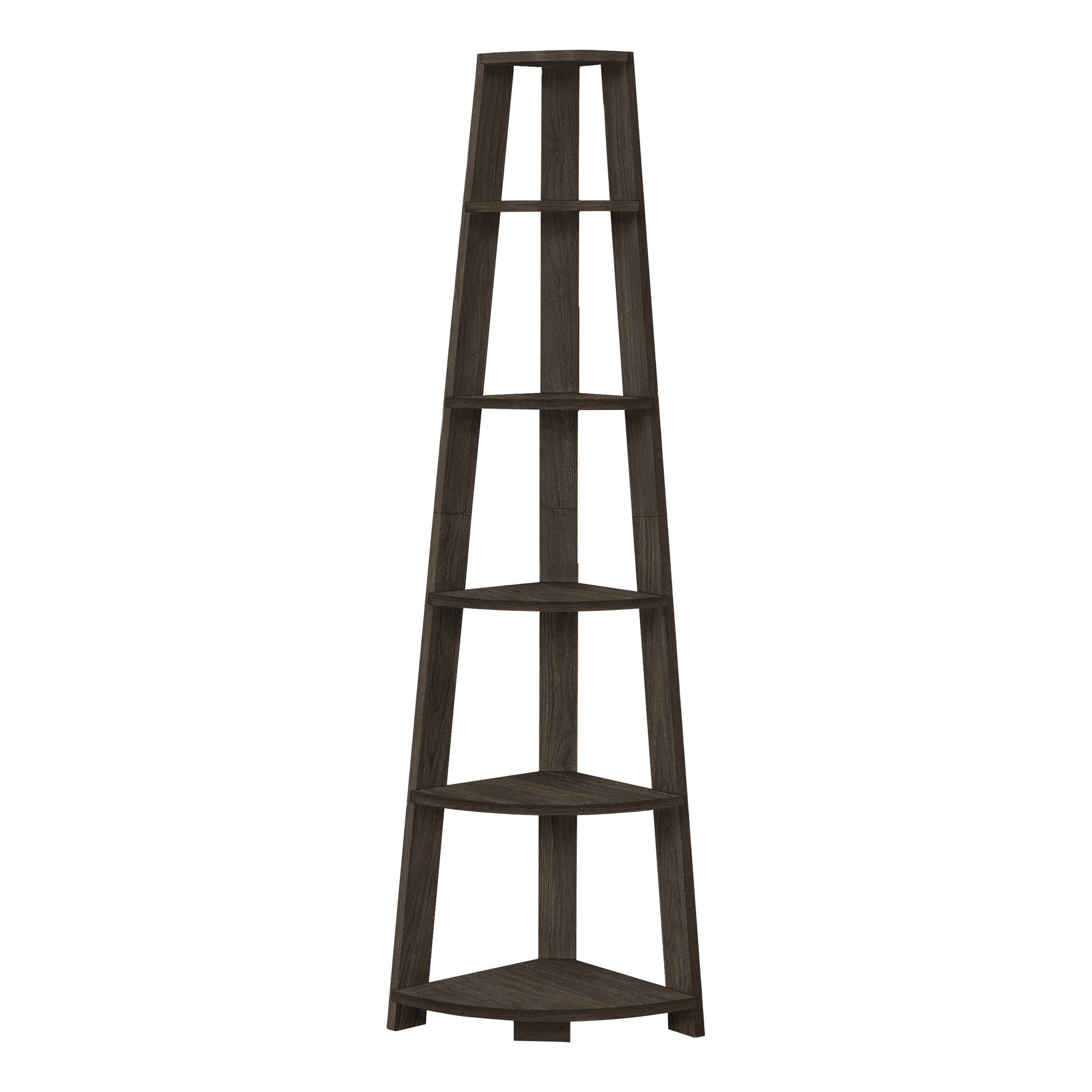 I 2469 Étagère À Livres, Étagère, Étagère, Coin, 5 Niveaux, 72"h, Bureau, Chambre À Coucher, Stratifié, Brun, Contemporain, Moderne - Simple Boutique