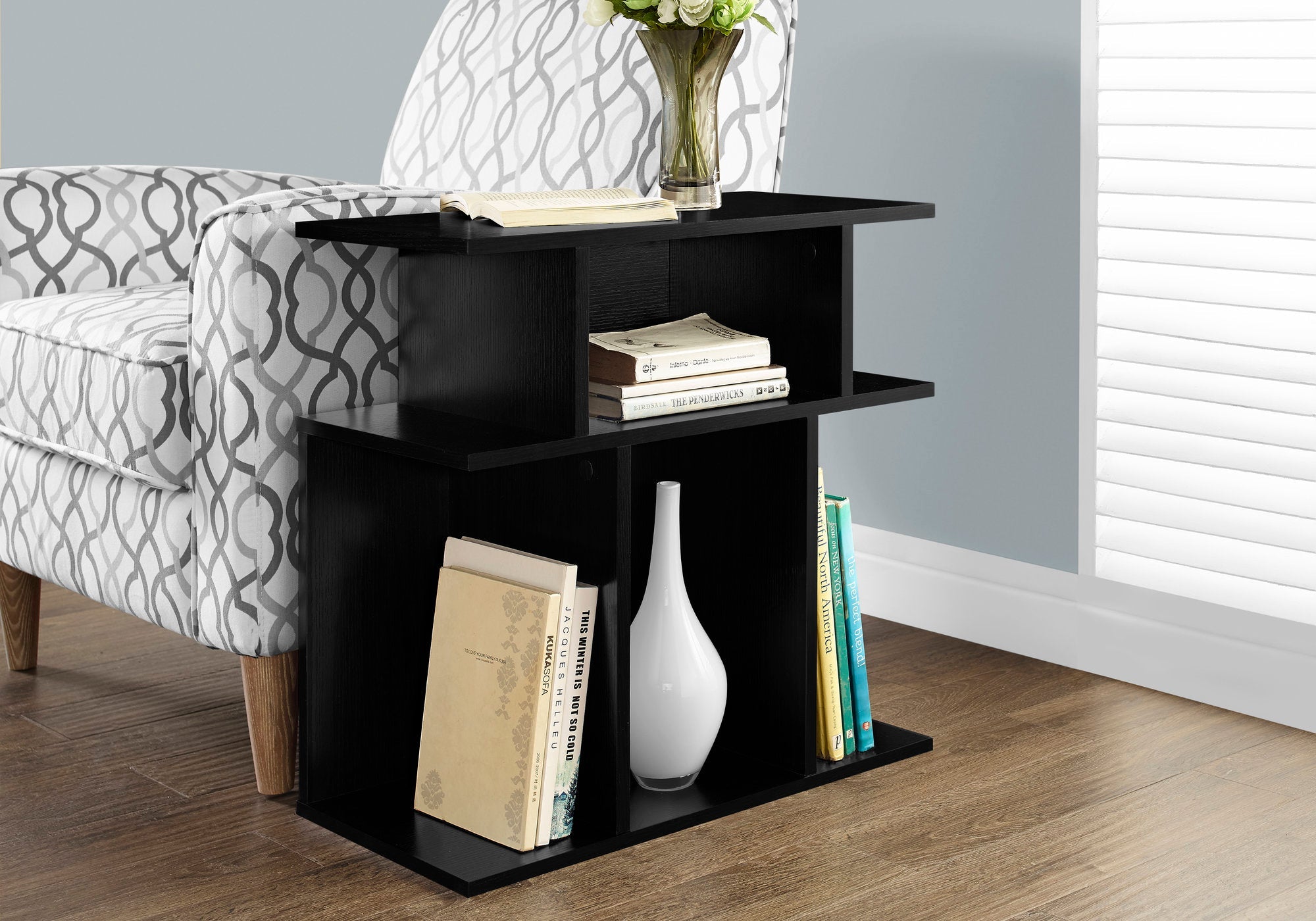 I 2473 Table D'appoint, Côté, Bout, Table De Nuit, Lampe, Salon, Chambre À Coucher, Stratifié, Noir, Contemporain, Moderne - Simple Boutique