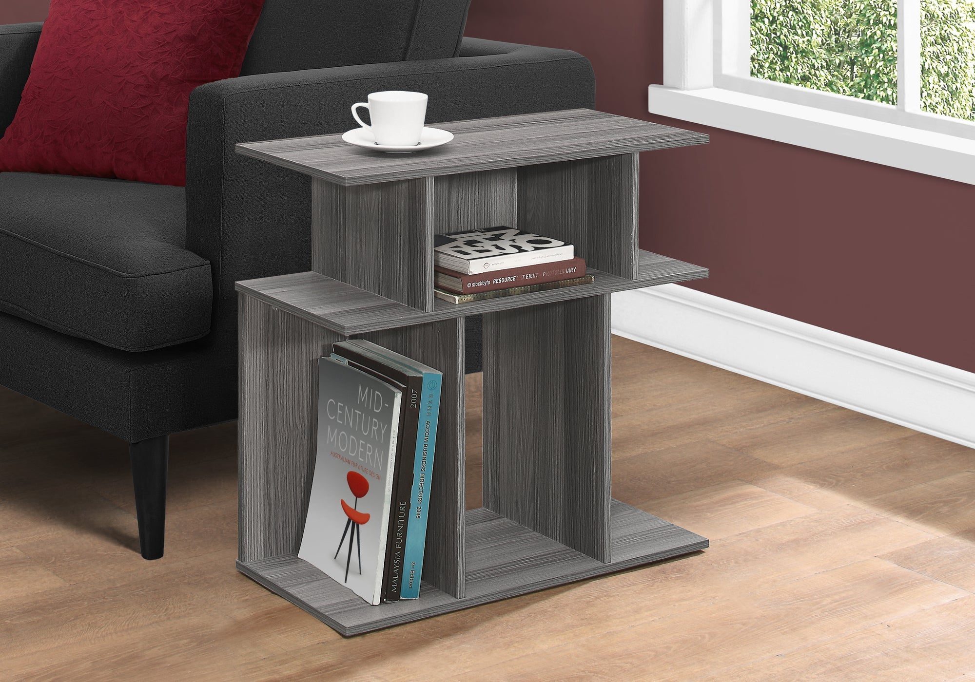 I 2481 Table D'appoint, Côté, Bout, Table De Nuit, Lampe, Salon, Chambre À Coucher, Stratifié, Gris, Contemporain, Moderne - Simple Boutique
