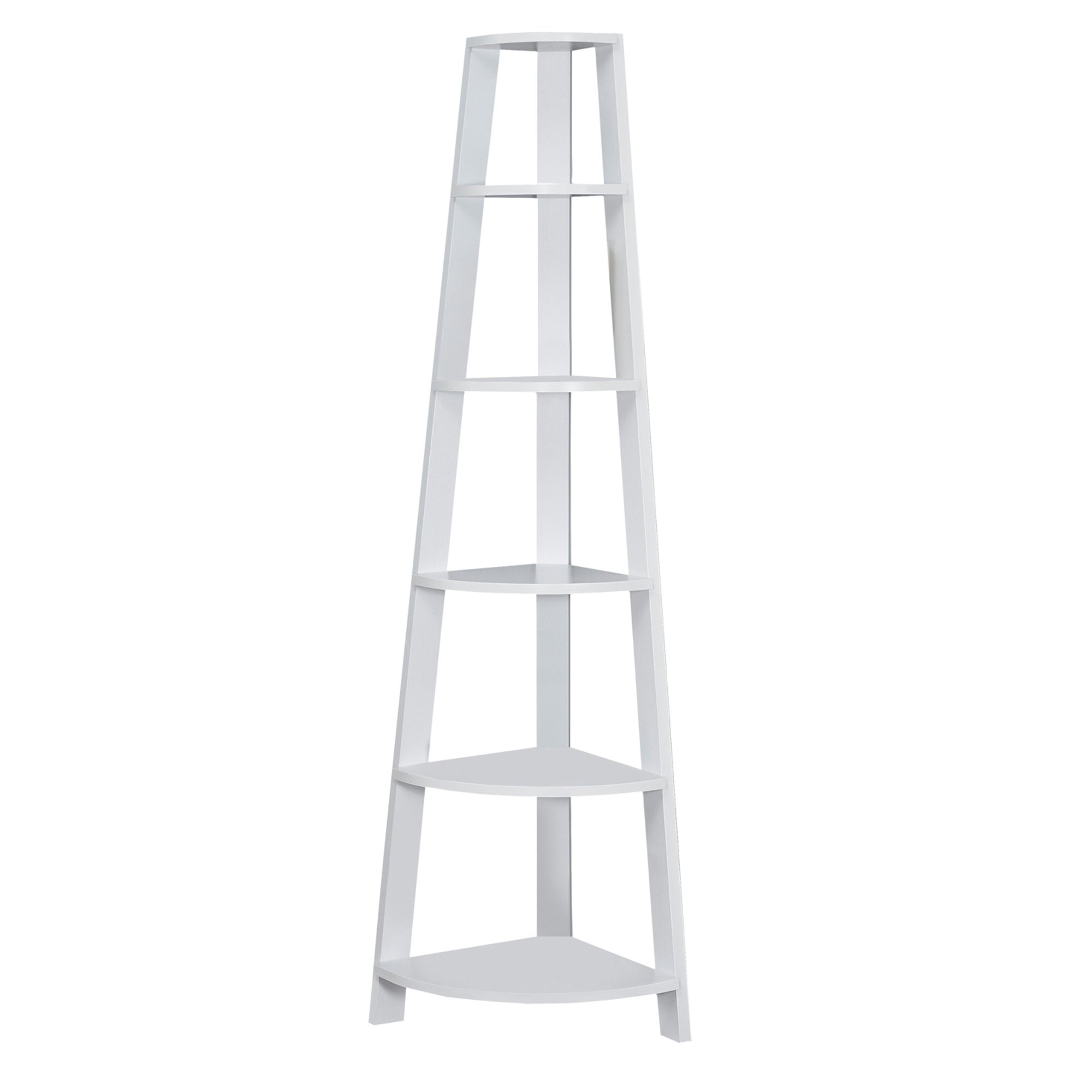I 2496 Étagère À Livres, Étagère, Étagère, Coin, 5 Niveaux, 72"h, Bureau, Chambre À Coucher, Stratifié, Blanc, Contemporain, Moderne - Simple Boutique