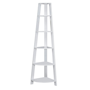 I 2496 Étagère À Livres, Étagère, Étagère, Coin, 5 Niveaux, 72"h, Bureau, Chambre À Coucher, Stratifié, Blanc, Contemporain, Moderne - Simple Boutique