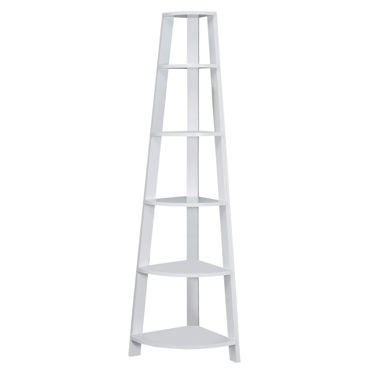 I 2496 Étagère À Livres, Étagère, Étagère, Coin, 5 Niveaux, 72"h, Bureau, Chambre À Coucher, Stratifié, Blanc, Contemporain, Moderne - Simple Boutique
