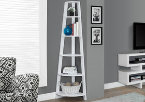 I 2496 Étagère À Livres, Étagère, Étagère, Coin, 5 Niveaux, 72"h, Bureau, Chambre À Coucher, Stratifié, Blanc, Contemporain, Moderne - Simple Boutique