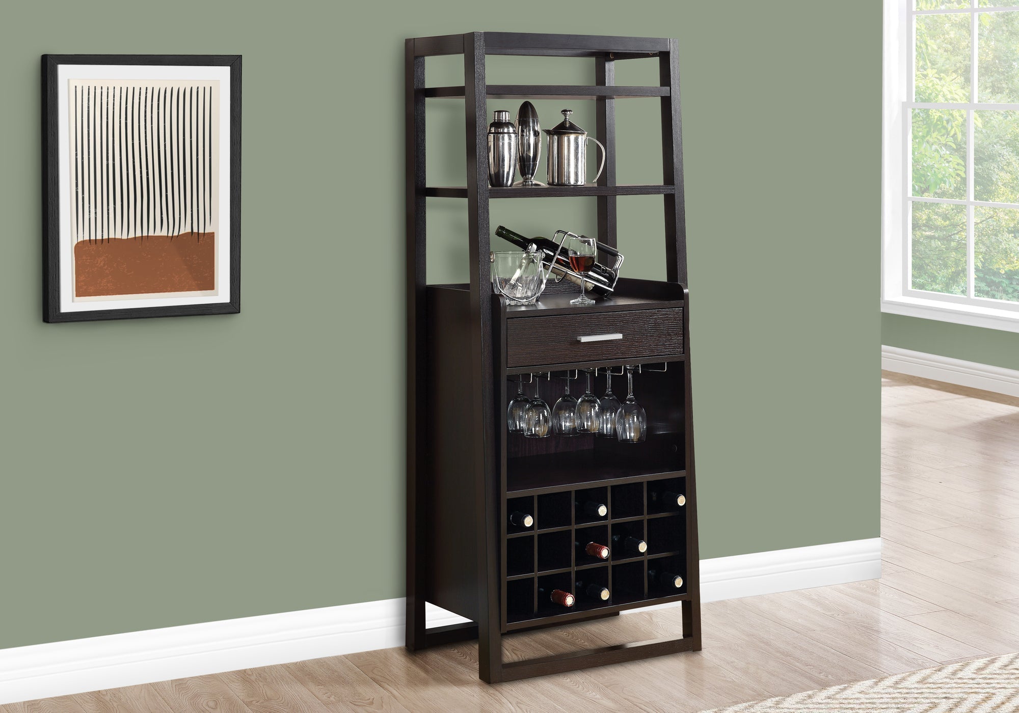 I 2543 Bar Maison, Support A Vin, Unite De Rangement, Stratifié, Brun, Contemporain, Moderne - Simple Boutique