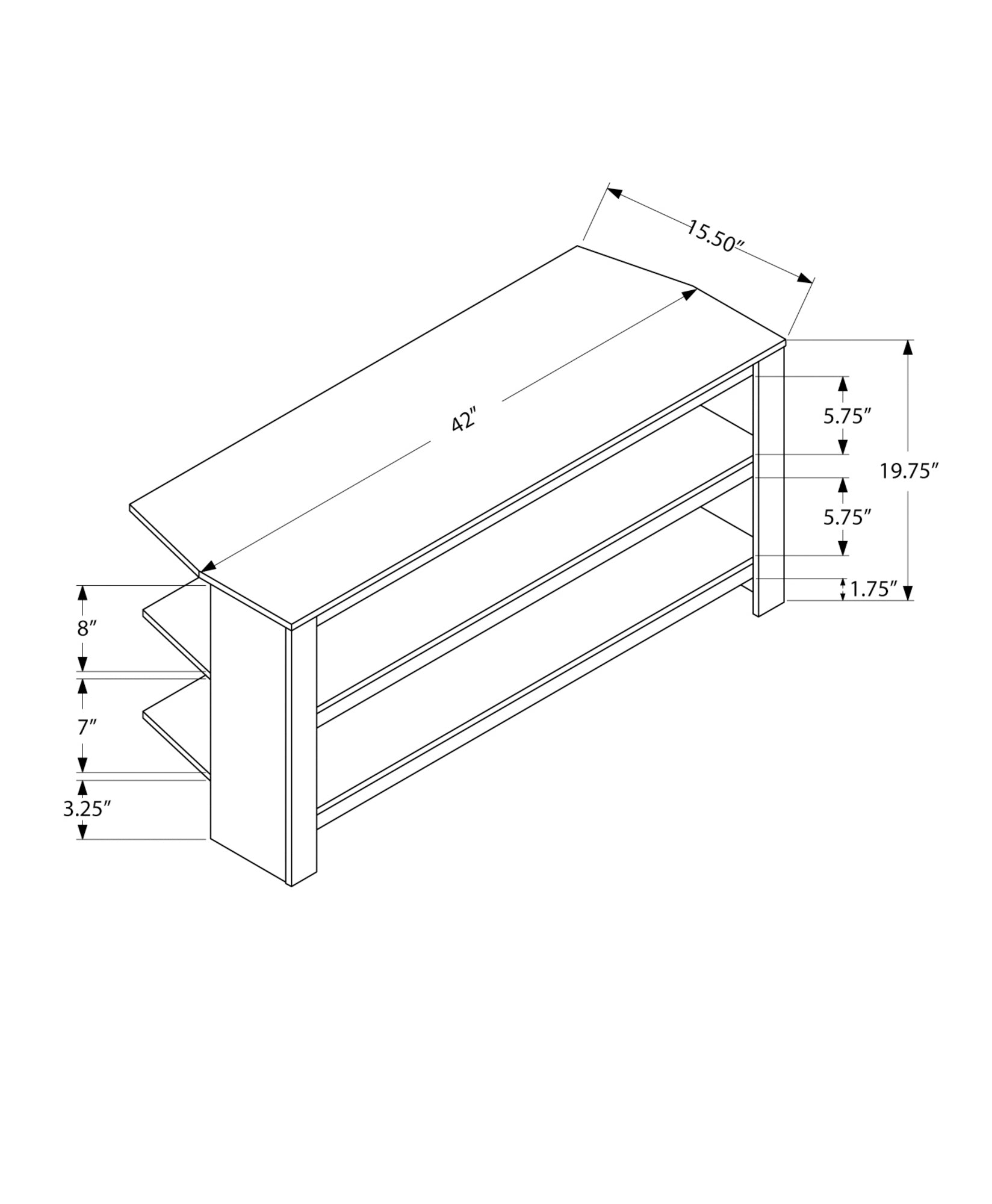 I 2554 Meuble Tv, 42 Pouces, Console, Centre De Divertissement Média, Étagères De Rangement, Salon, Chambre À Coucher, Stratifié, Brun, Contemporain, Moderne - Simple Boutique