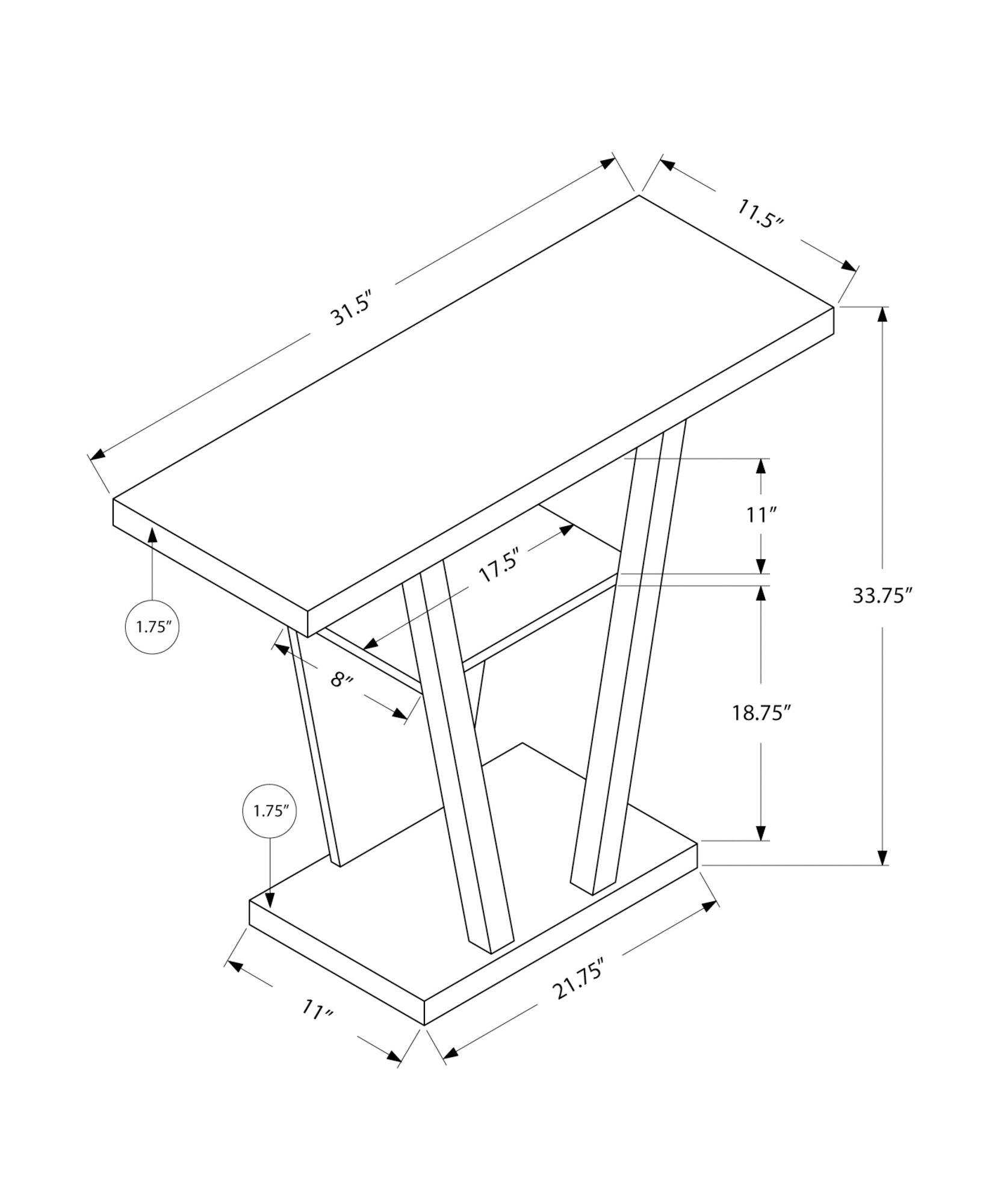 I 2560 Table D'appoint, Console, Entrée, Étroit, Sofa, Salon, Chambre À Coucher, Stratifié, Blanc, Contemporain, Moderne - Simple Boutique