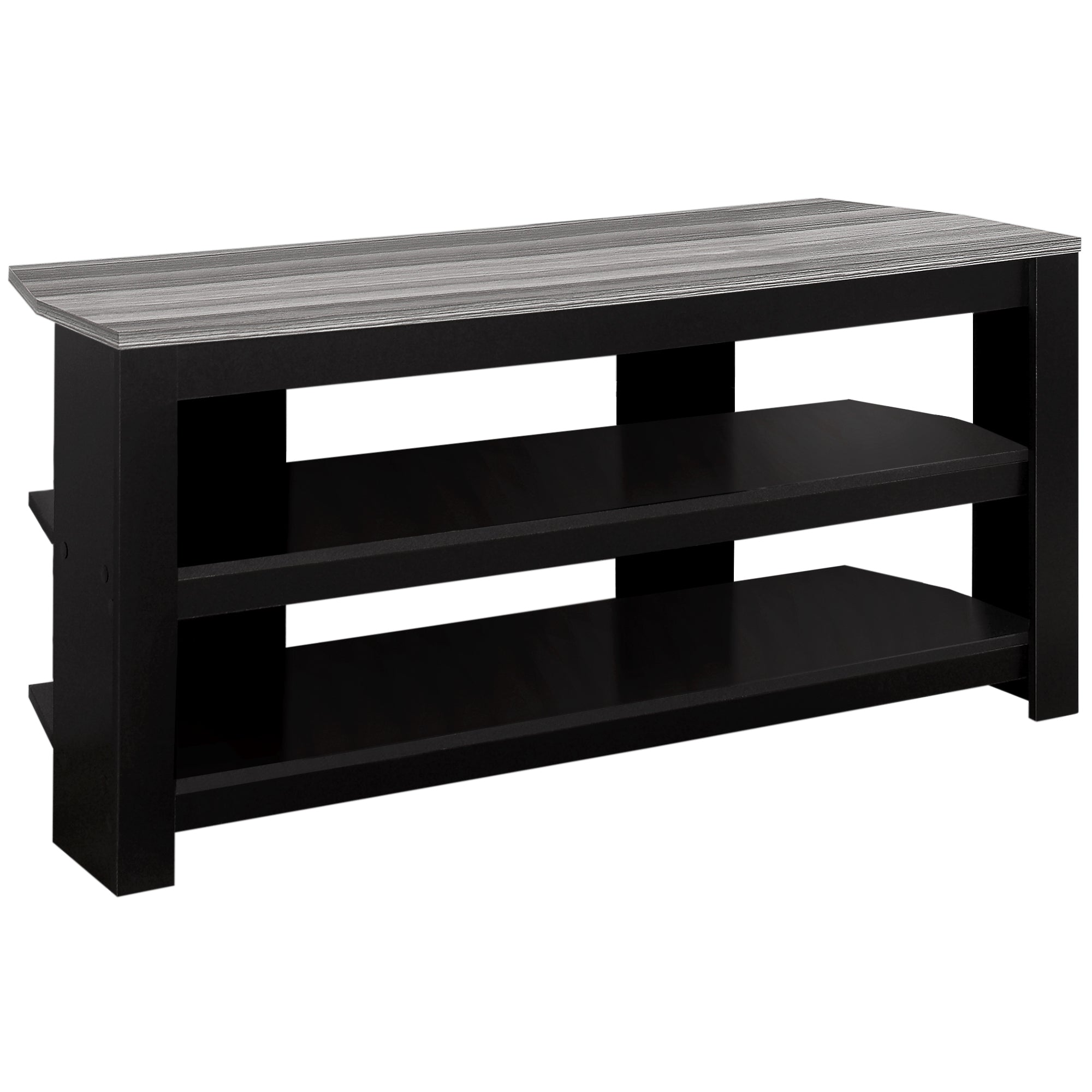 I 2564 Meuble Tv, 42 Pouces, Console, Centre De Divertissement Média, Étagères De Rangement, Salon, Chambre À Coucher, Stratifié, Noir, Gris, Contemporain, Moderne - Simple Boutique