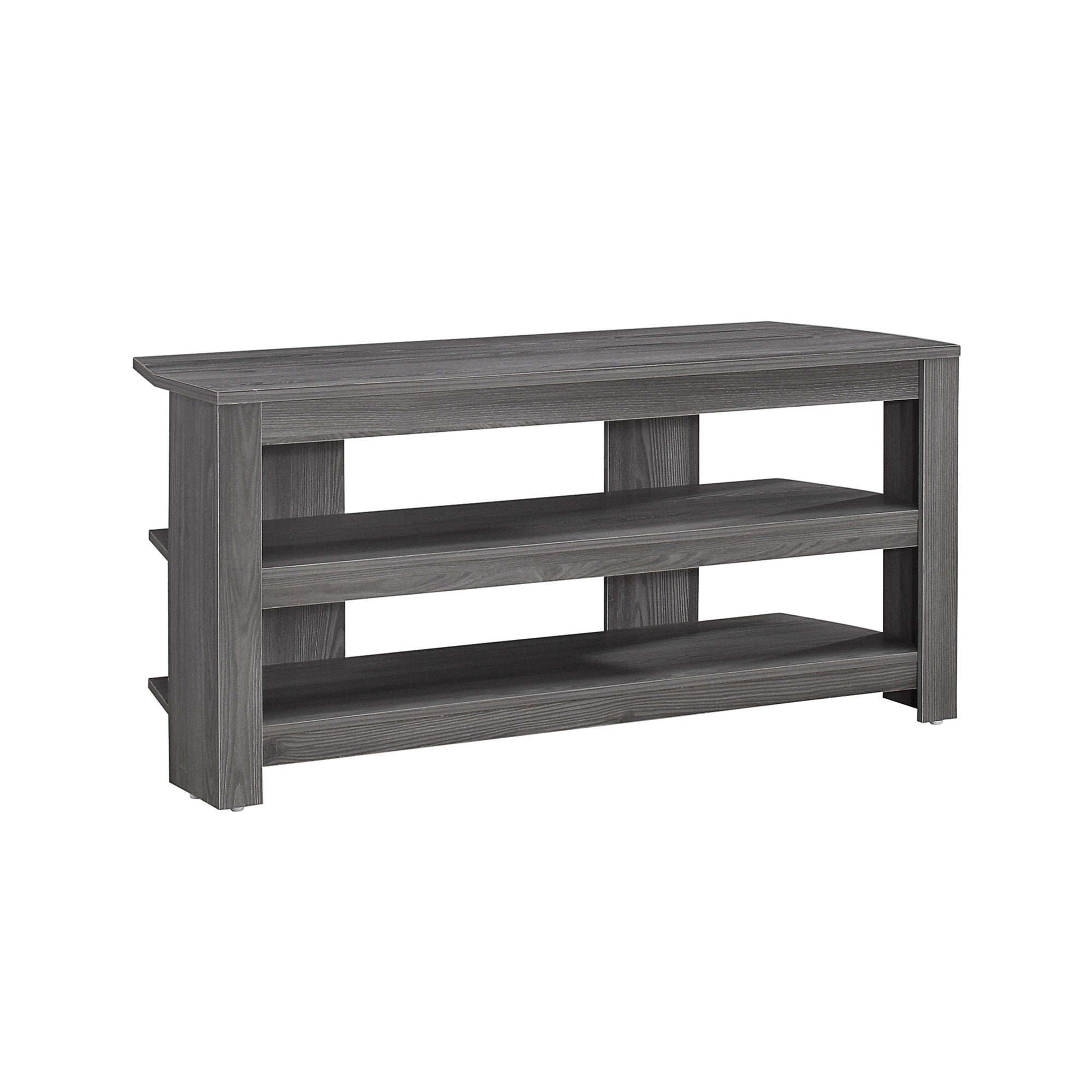 I 2566 Meuble Tv, 42 Pouces, Console, Centre De Divertissement Média, Étagères De Rangement, Salon, Chambre À Coucher, Stratifié, Gris, Contemporain, Moderne - Simple Boutique