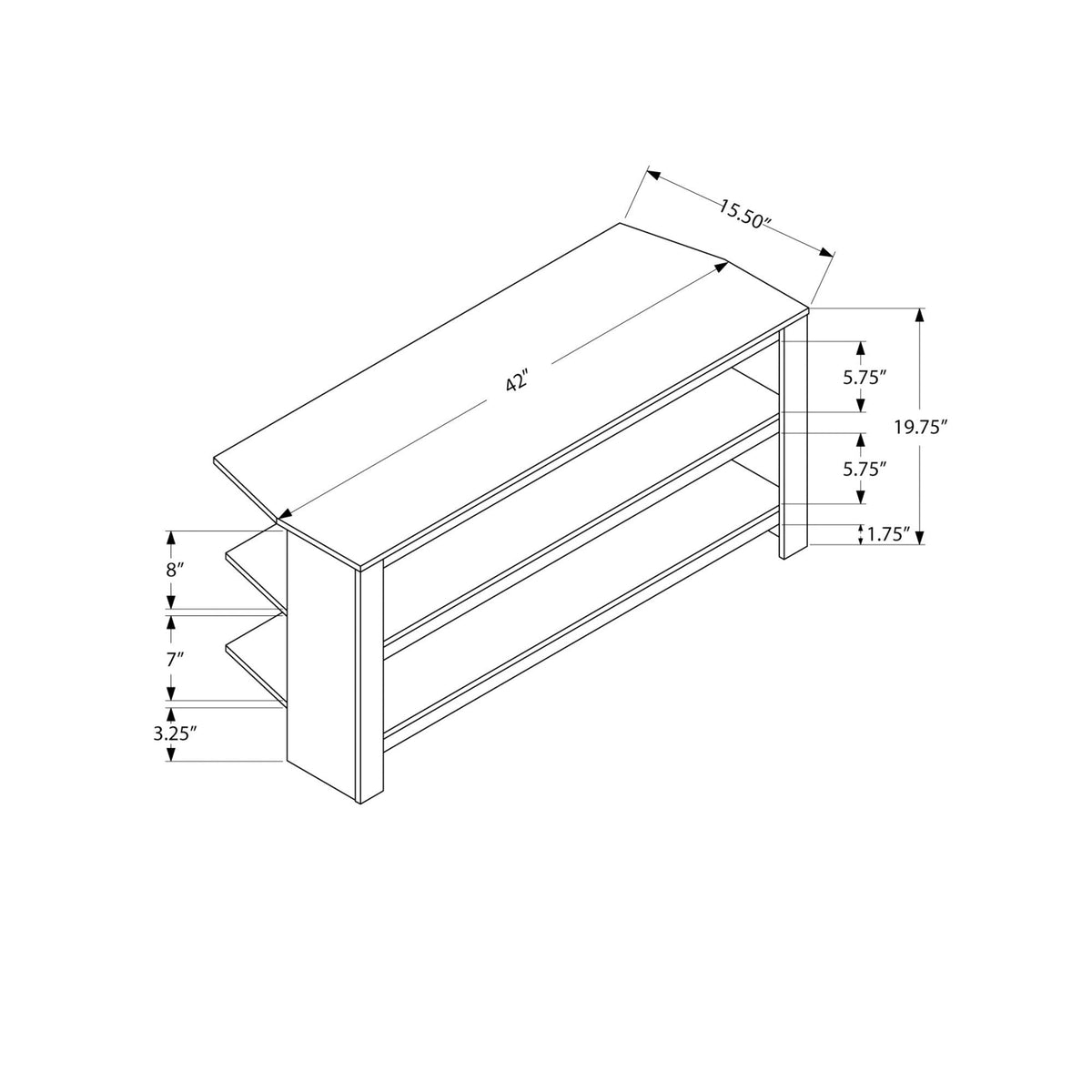 I 2566 Meuble Tv, 42 Pouces, Console, Centre De Divertissement Média, Étagères De Rangement, Salon, Chambre À Coucher, Stratifié, Gris, Contemporain, Moderne - Simple Boutique