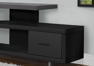 I 2575 Meuble Tv, 60 Pouces, Console, Centre De Divertissement Média, Unite De Rangement, Salon, Chambre À Coucher, Stratifié, Noir, Gris, Contemporain, Moderne - Simple Boutique
