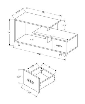 I 2609 Meuble Tv, 48 Pouces, Console, Centre De Divertissement Média, Tiroir De Rangement, Salon, Chambre À Coucher, Stratifié, Aspect Marbre Blanc, Contemporain, Moderne - Simple Boutique