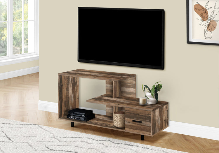 I 2611 Meuble Tv, 48 Pouces, Console, Centre De Divertissement Média, Tiroir De Rangement, Salon, Chambre À Coucher, Stratifié, Brun, Contemporain, Moderne - Simple Boutique