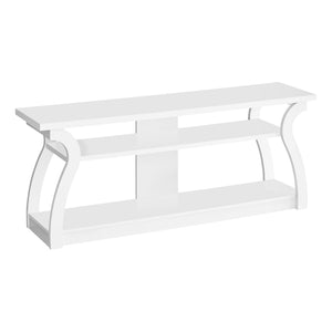I 2665 Meuble Tv, 60 Pouces, Console, Centre De Divertissement Média, Étagères De Rangement, Salon, Chambre À Coucher, Stratifié, Blanc, Contemporain, Moderne - Simple Boutique
