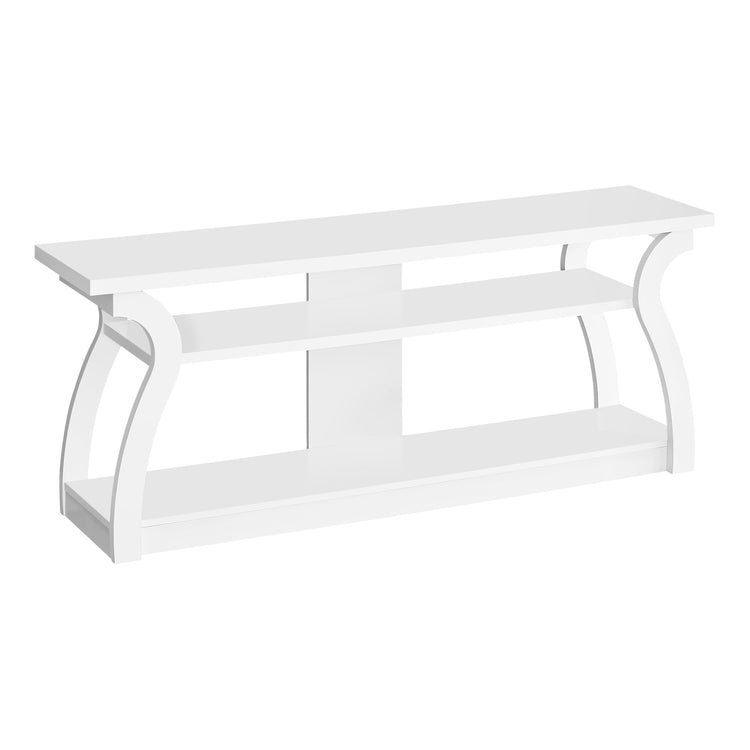 I 2665 Meuble Tv, 60 Pouces, Console, Centre De Divertissement Média, Étagères De Rangement, Salon, Chambre À Coucher, Stratifié, Blanc, Contemporain, Moderne - Simple Boutique