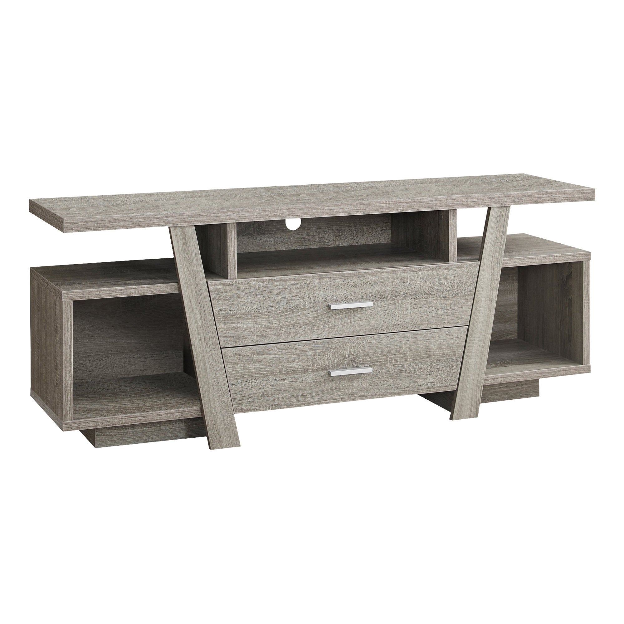 I 2721 Meuble Tv, 60 Pouces, Console, Centre De Divertissement Média, Tiroirs De Rangement, Salon, Chambre À Coucher, Stratifié, Brun, Contemporain, Moderne - Simple Boutique