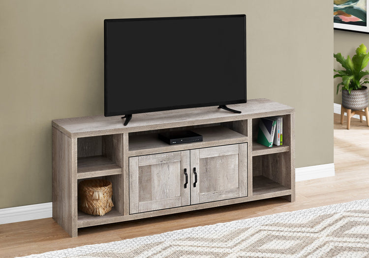 I 2742 Meuble Tv, 60 Pouces, Console, Centre De Divertissement Média, Unite De Rangement, Salon, Chambre À Coucher, Stratifié, Beige, Transitionnel - Simple Boutique