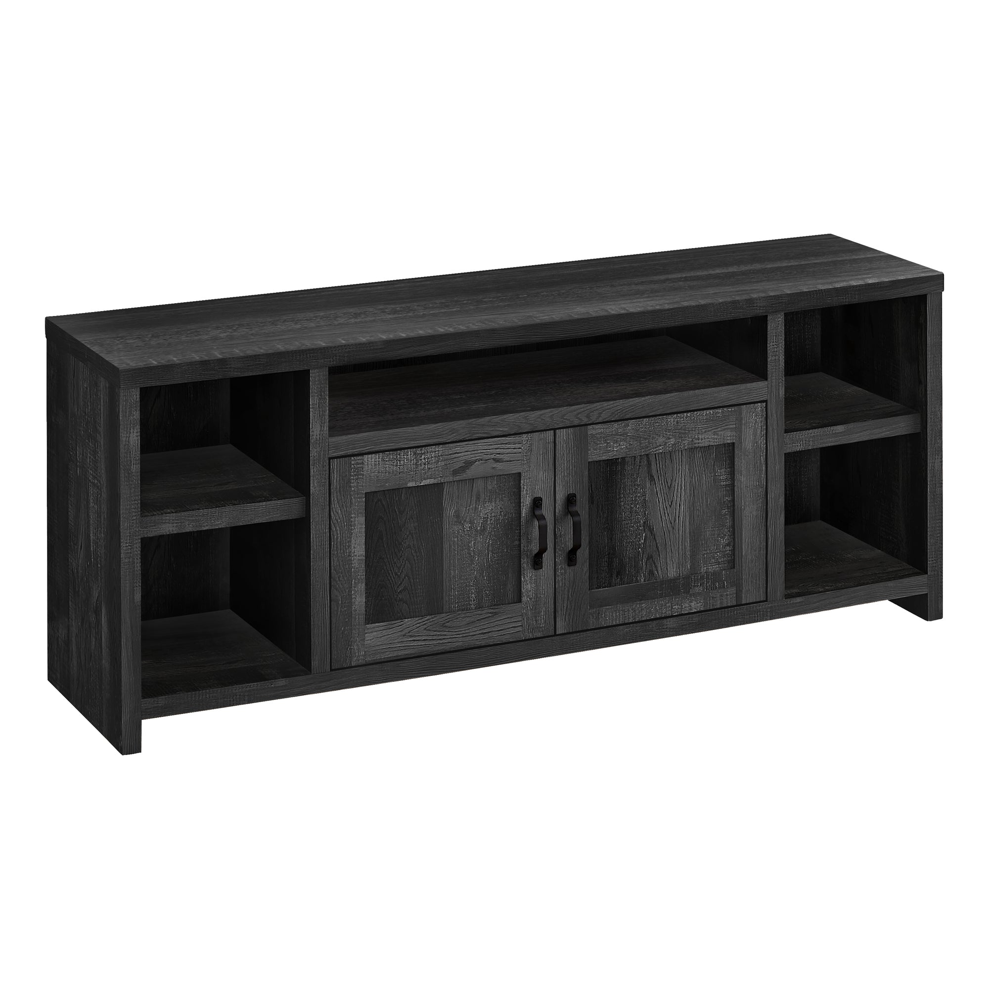 I 2743 Meuble Tv, 60 Pouces, Console, Centre De Divertissement Média, Unite De Rangement, Salon, Chambre À Coucher, Stratifié, Noir, Transitionnel - Simple Boutique