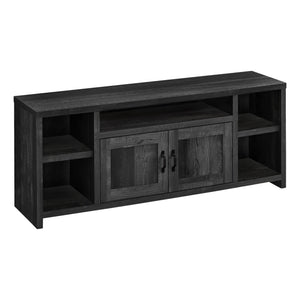 I 2743 Meuble Tv, 60 Pouces, Console, Centre De Divertissement Média, Unite De Rangement, Salon, Chambre À Coucher, Stratifié, Noir, Transitionnel - Simple Boutique