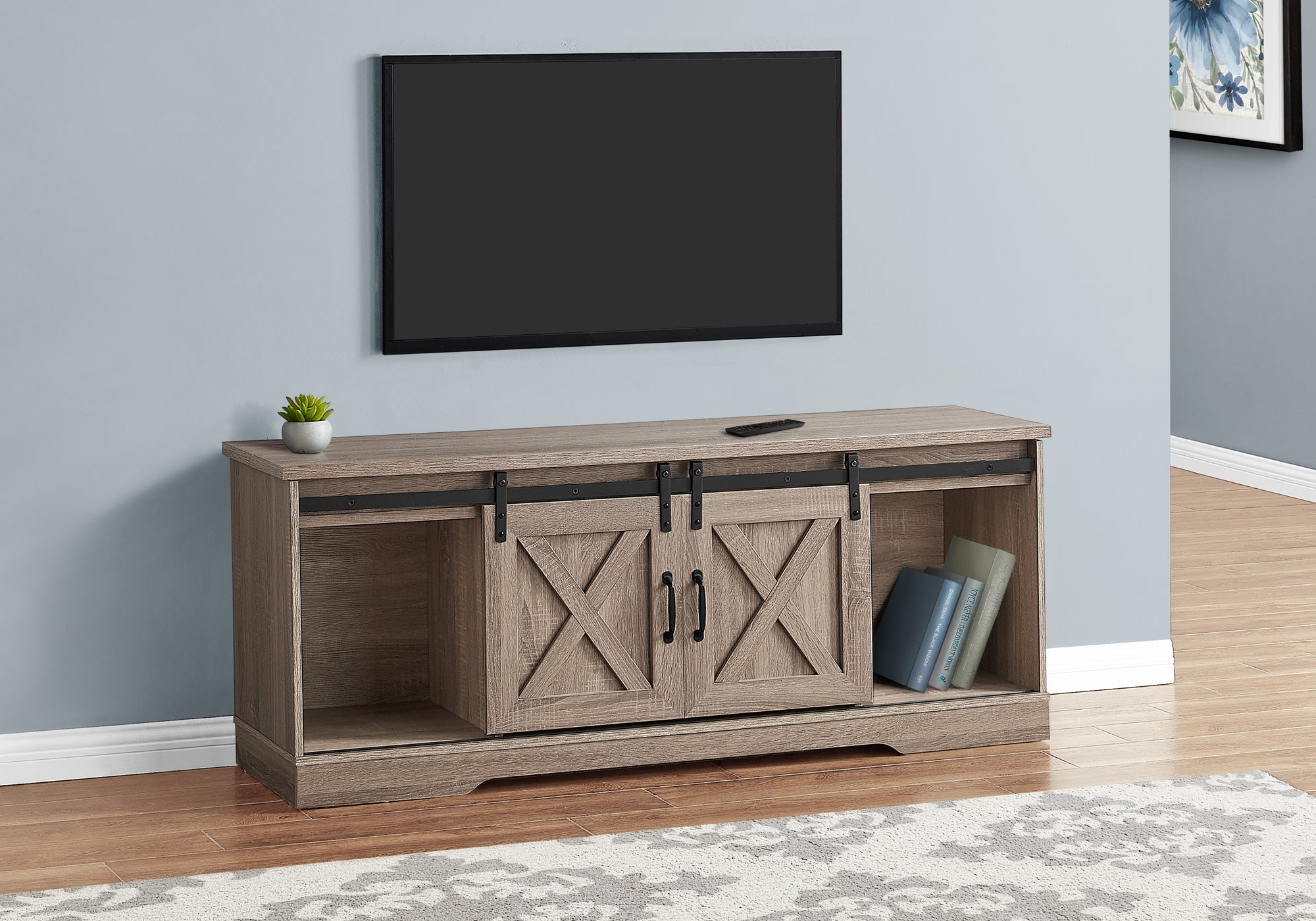 I 2746 Meuble Tv, 60 Pouces, Console, Centre De Divertissement Média, Unite De Rangement, Salon, Chambre À Coucher, Stratifié, Brun, Transitionnel - Simple Boutique