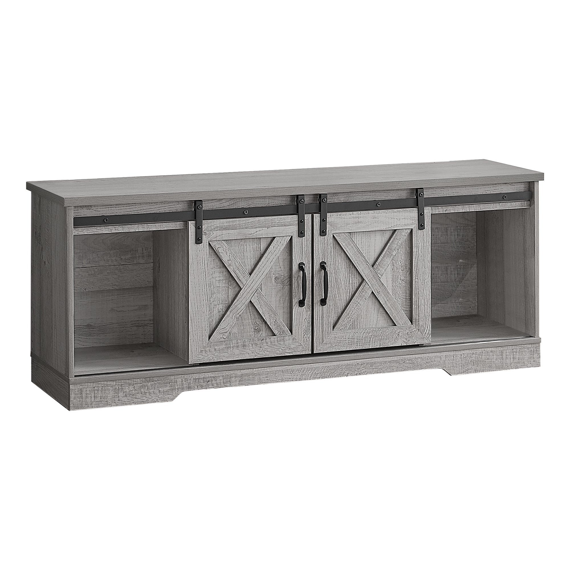 I 2747 Meuble Tv, 60 Pouces, Console, Centre De Divertissement Média, Unite De Rangement, Salon, Chambre À Coucher, Stratifié, Gris, Transitionnel - Simple Boutique