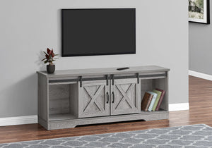 I 2747 Meuble Tv, 60 Pouces, Console, Centre De Divertissement Média, Unite De Rangement, Salon, Chambre À Coucher, Stratifié, Gris, Transitionnel - Simple Boutique