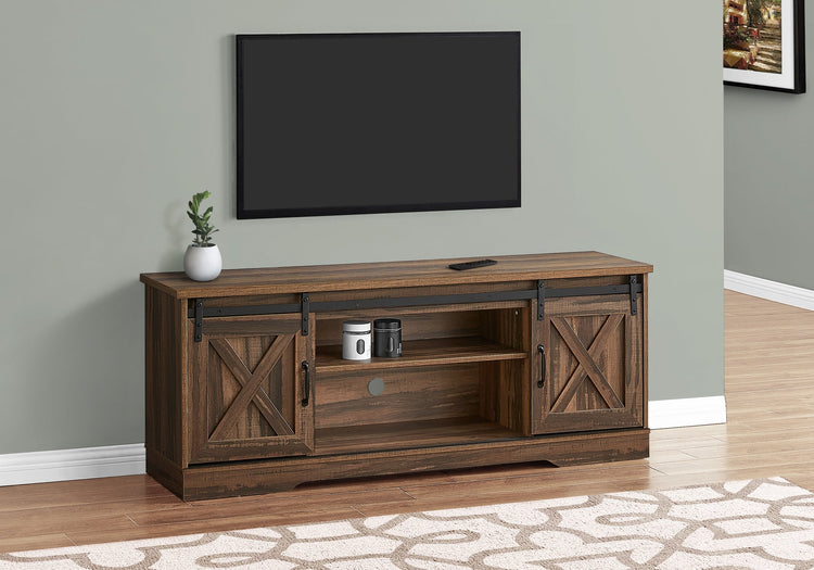I 2748 Meuble Tv, 60 Pouces, Console, Centre De Divertissement Média, Unite De Rangement, Salon, Chambre À Coucher, Stratifié, Brun, Transitionnel - Simple Boutique