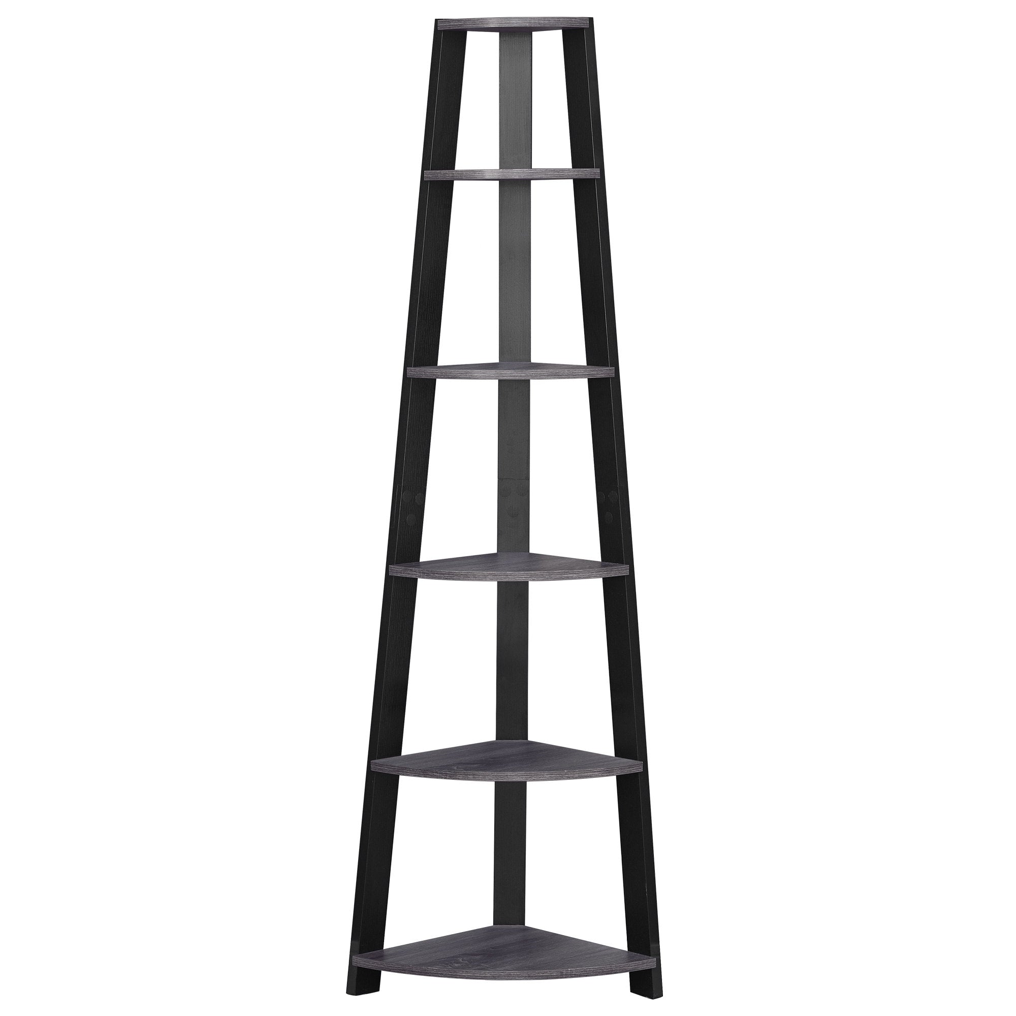 I 2750 Étagère À Livres, Étagère, Étagère, Coin, 5 Niveaux, 72"h, Bureau, Chambre À Coucher, Stratifié, Gris, Noir, Contemporain, Moderne - Simple Boutique