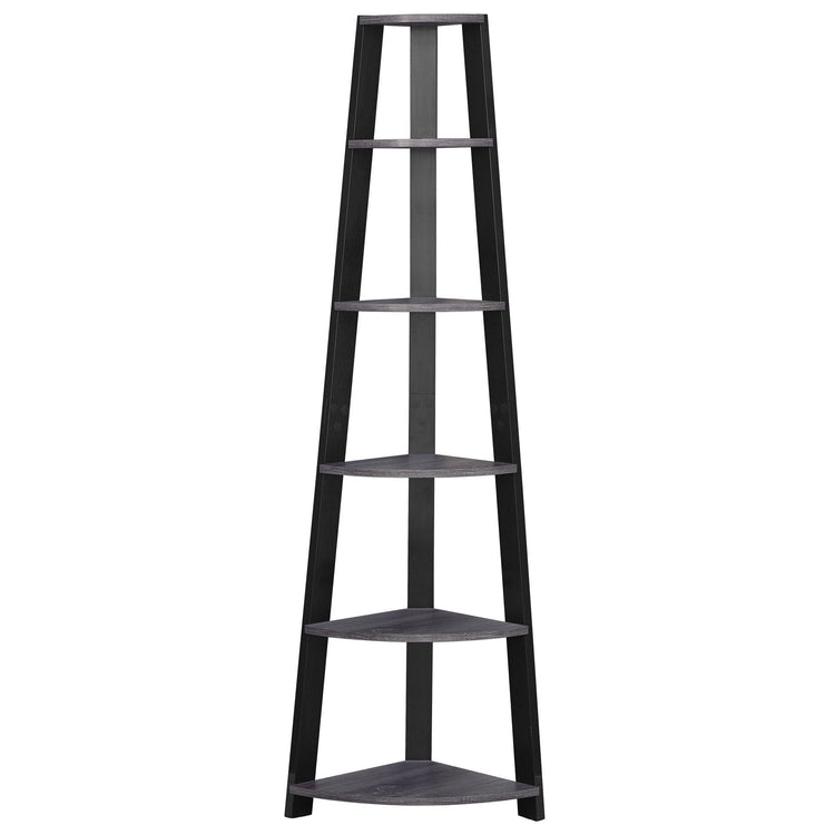 I 2750 Étagère À Livres, Étagère, Étagère, Coin, 5 Niveaux, 72"h, Bureau, Chambre À Coucher, Stratifié, Gris, Noir, Contemporain, Moderne - Simple Boutique
