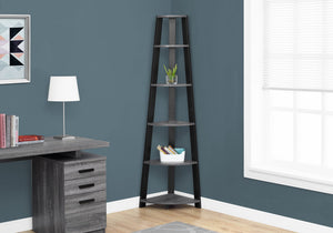 I 2750 Étagère À Livres, Étagère, Étagère, Coin, 5 Niveaux, 72"h, Bureau, Chambre À Coucher, Stratifié, Gris, Noir, Contemporain, Moderne - Simple Boutique