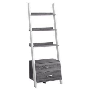 I 2756 Étagère À Livres, Étagère, Étagère, Échelle, 4 Niveaux, 69"h, Bureau, Chambre À Coucher, Stratifié, Gris, Blanc, Contemporain, Moderne - Simple Boutique
