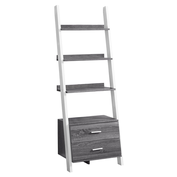 I 2756 Étagère À Livres, Étagère, Étagère, Échelle, 4 Niveaux, 69"h, Bureau, Chambre À Coucher, Stratifié, Gris, Blanc, Contemporain, Moderne - Simple Boutique