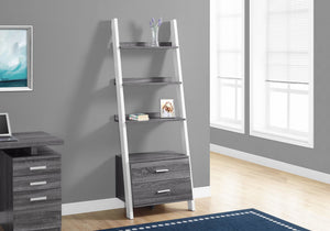 I 2756 Étagère À Livres, Étagère, Étagère, Échelle, 4 Niveaux, 69"h, Bureau, Chambre À Coucher, Stratifié, Gris, Blanc, Contemporain, Moderne - Simple Boutique