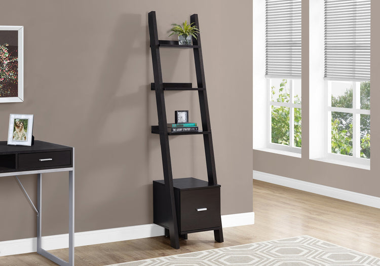 I 2765 Étagère À Livres, Étagère, Étagère, Coin, Échelle, 69"h, Bureau, Chambre À Coucher, Stratifié, Brun, Contemporain, Moderne - Simple Boutique