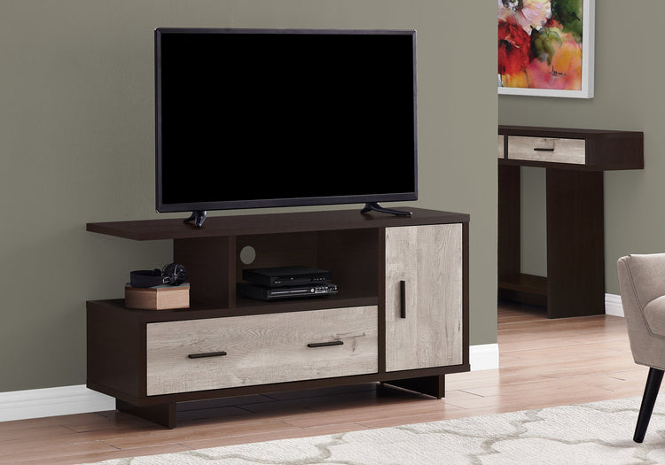I 2805 Meuble Tv, 48 Pouces, Console, Centre De Divertissement Média, Unite De Rangement, Tiroirs, Salon, Chambre À Coucher, Stratifié, Brun, Contemporain, Moderne - Simple Boutique