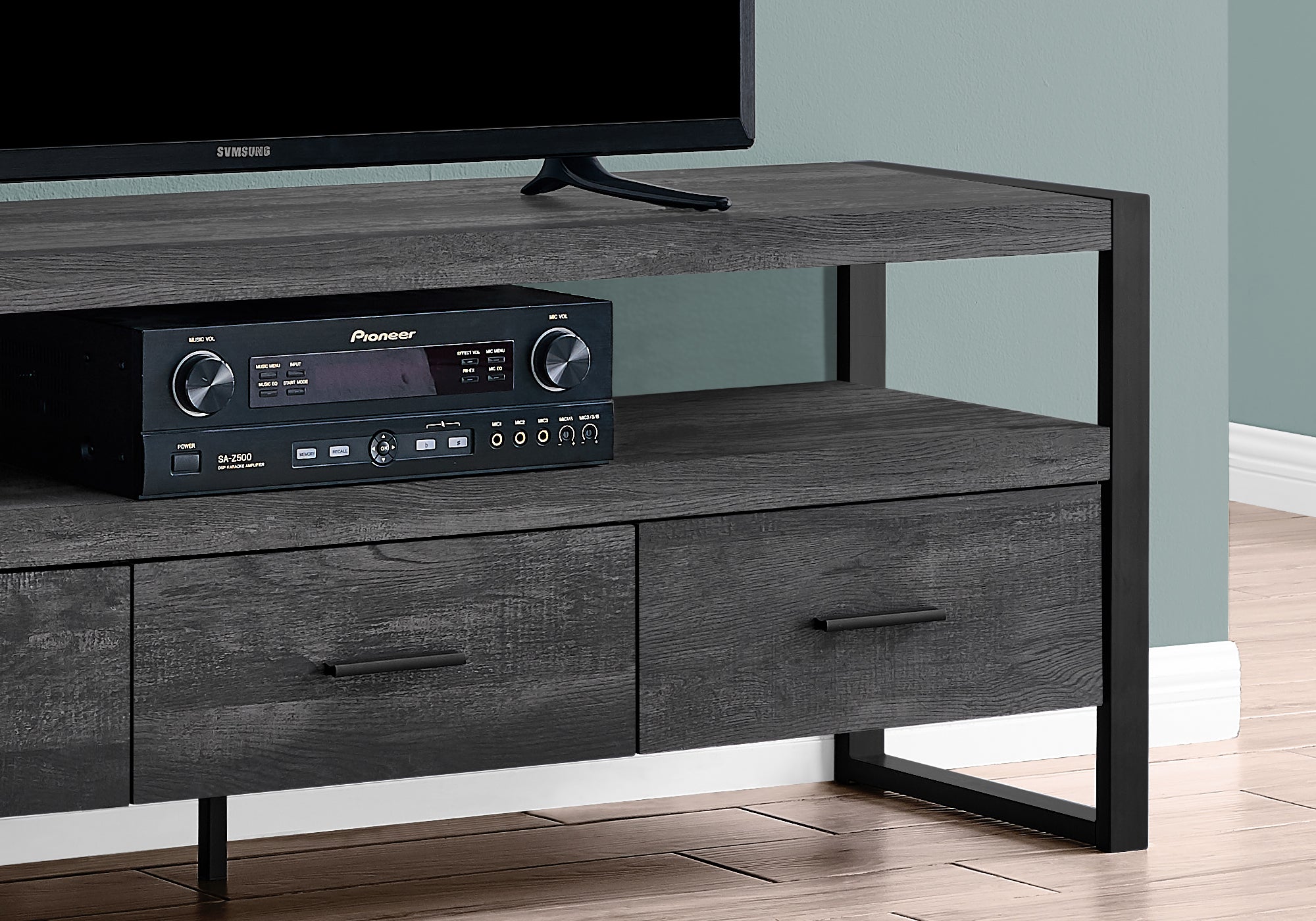 I 2823 Meuble Tv, 60 Pouces, Console, Centre De Divertissement Média, Tiroirs De Rangement, Salon, Chambre À Coucher, Métal, Stratifié, Noir, Contemporain, Moderne - Simple Boutique