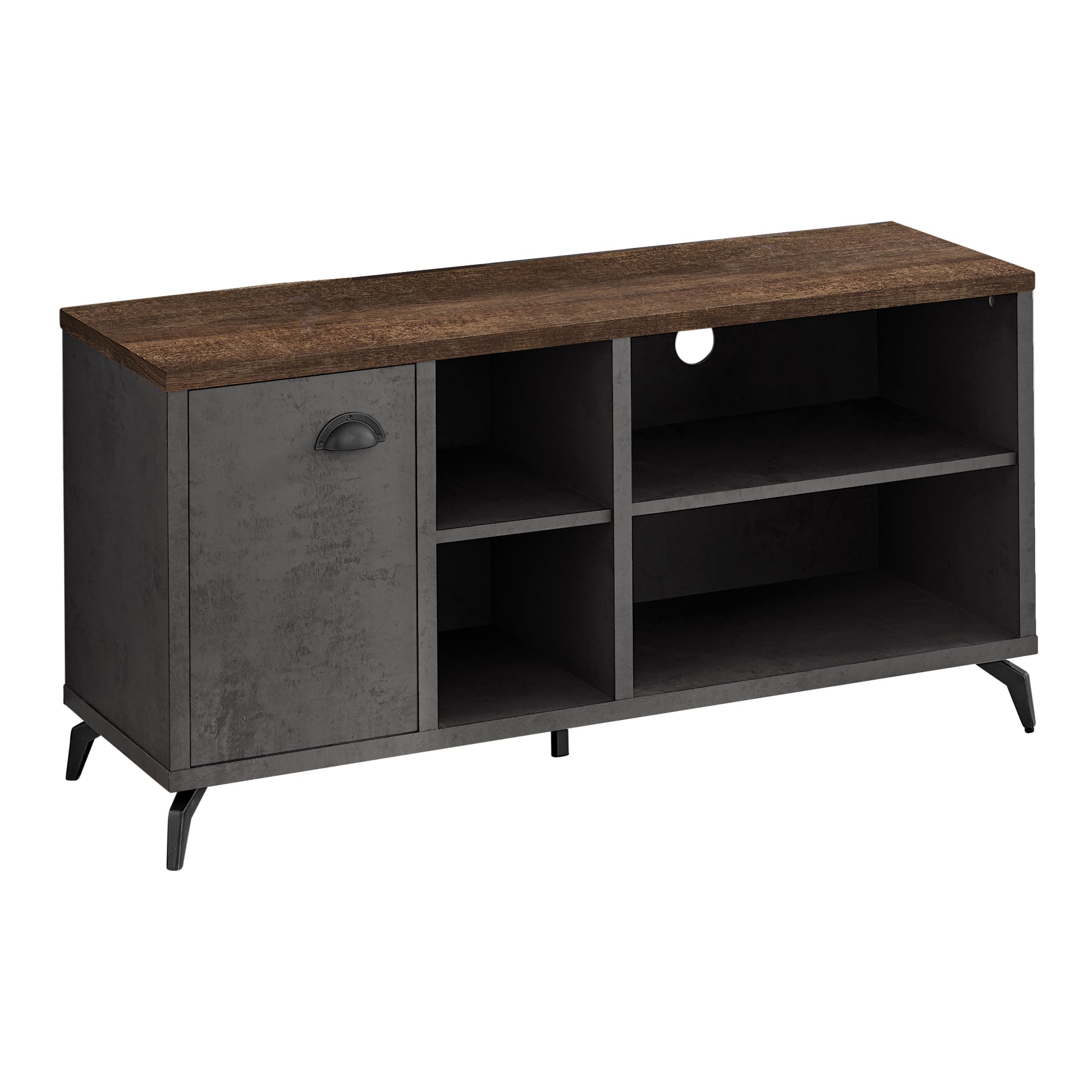 I 2830 Meuble Tv, 48 Pouces, Console, Centre De Divertissement Média, Unite De Rangement, Salon, Chambre À Coucher, Stratifié, Métal, Gris, Brun, Contemporain, Moderne - Simple Boutique